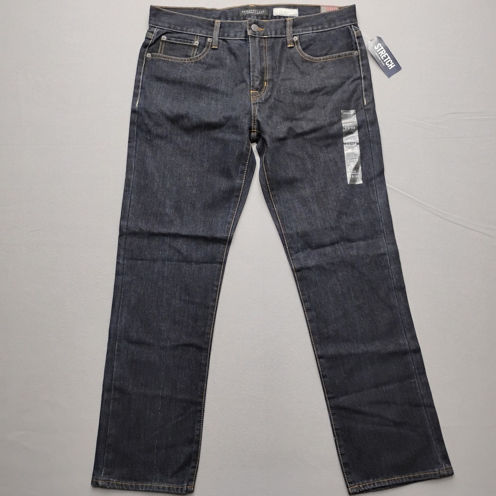 Aeropostale Mens Slim Straight Stretch Dark Wash Denim Jeans 33x30